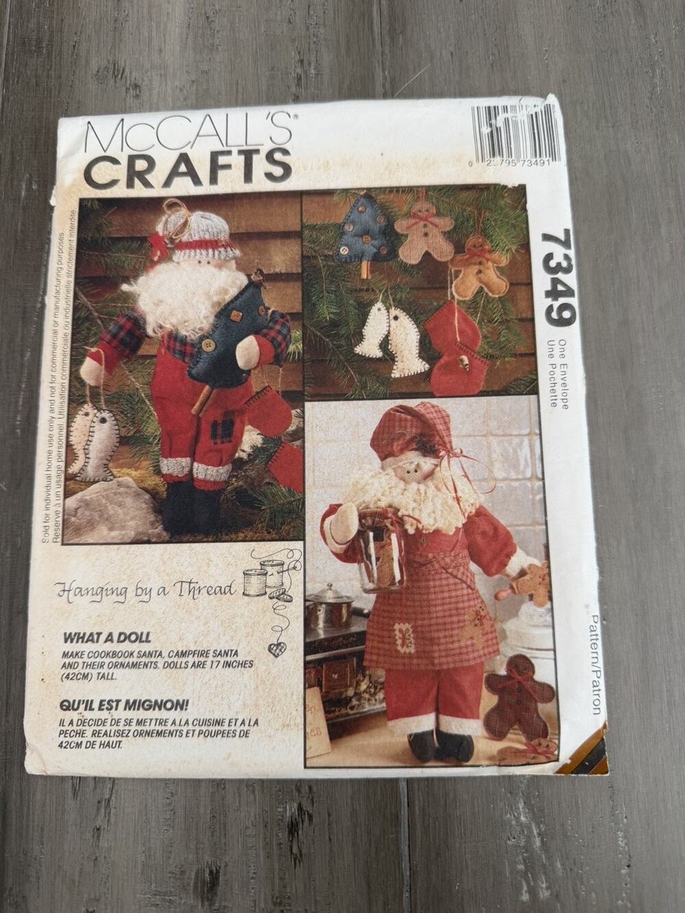 Vintage 1994 McCall’s Crafts Christmas Santa Ornaments pattern 7349